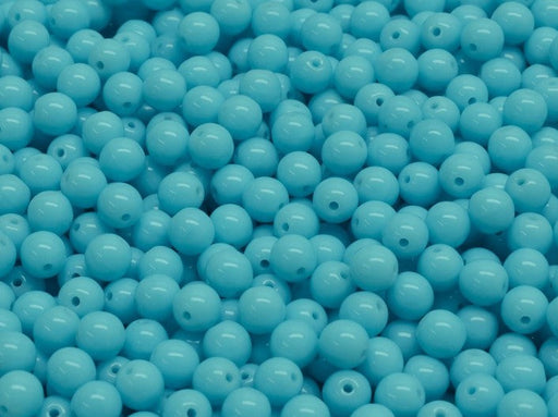 Round Beads 4 mm, Opaque Turquoise Blue, Czech Glass