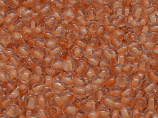 Round Beads 4 mm, Crystal Dark Orange Lined, Czech Glass
