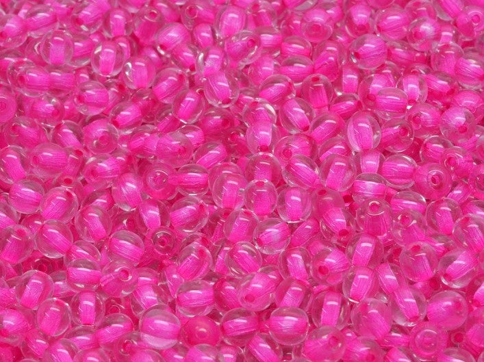 Round Beads 4 mm, Crystal Pink Lined, Czech Glass