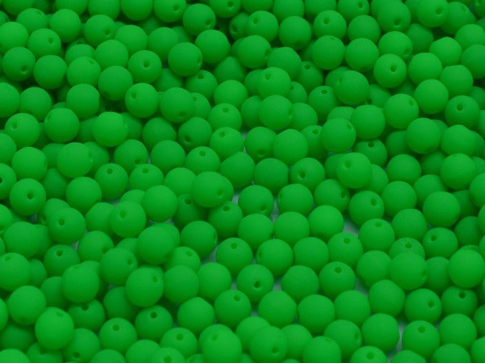 Round Beads 4 mm, Green Neon, Czech Glass