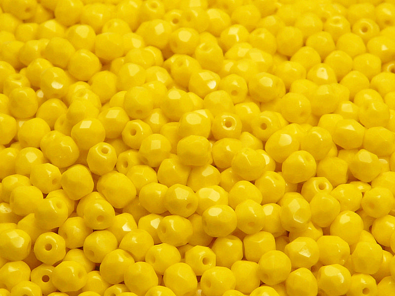 3600 pcs  Fire Polished Faceted Beads Round, 4mm, Lemon (Yellow Opaque), Czech Glass