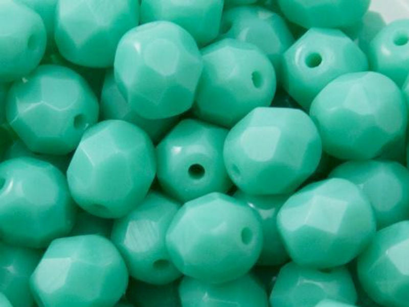 1200 pcs Fire Polished Faceted Beads Round, 6mm, Opaque Turquoise Green, Czech Glass