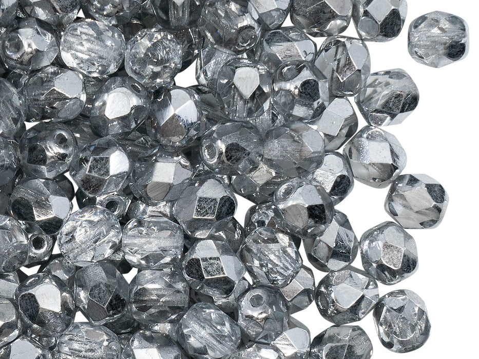 1200 pcs Fire Polished Faceted Beads Round, 6mm, Crystal Labrador (Crystal Silver), Czech Glass