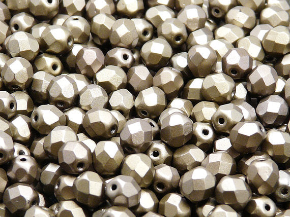 1200 pcs Fire Polished Faceted Beads Round, 6mm, Gray Rainbow Matte, Czech Glass