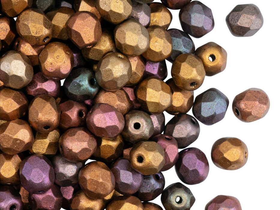 1200 pcs Fire Polished Faceted Beads Round, 6mm, Silky Violet Rainbow, Czech Glass