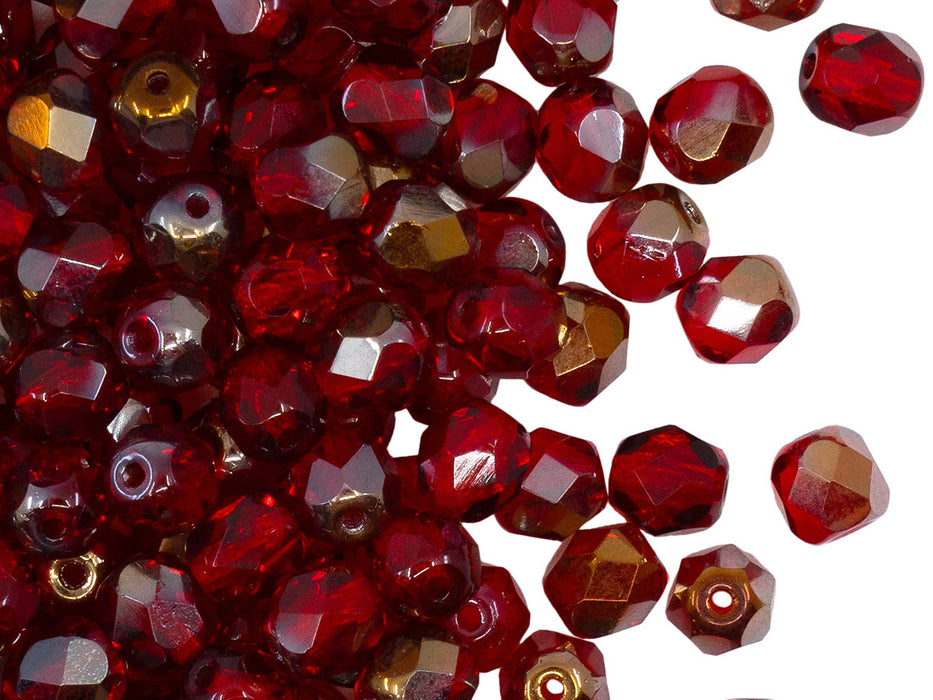 1200 pcs Fire Polished Faceted Beads Round, 6mm, Ruby Valentinit, Czech Glass