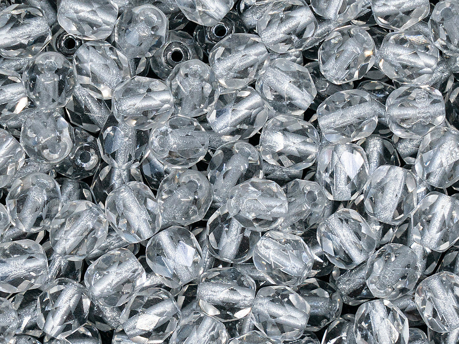 1200 pcs Fire Polished Faceted Beads Round 6 mm, Crystal Silver Lined, Czech Glass