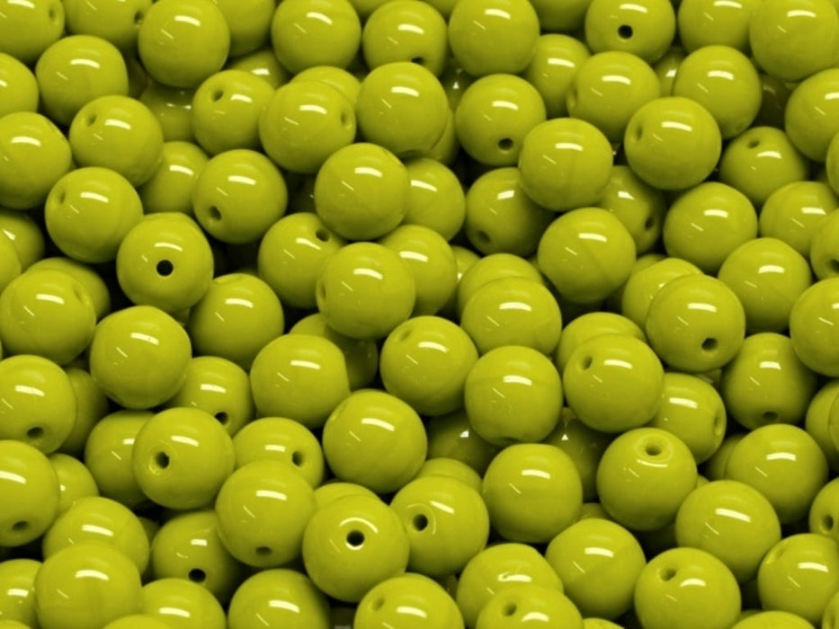 Round Beads 6 mm, Opaque Olive, Czech Glass