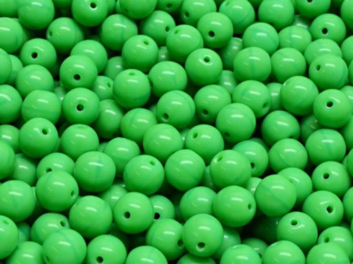 Round Beads 6 mm, Opaque Green, Czech Glass