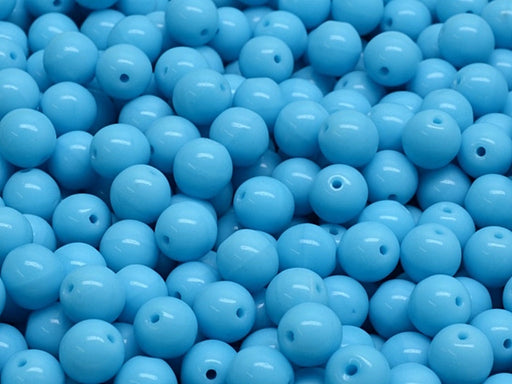Round Beads 6 mm, Opaque Turquoise Blue, Czech Glass