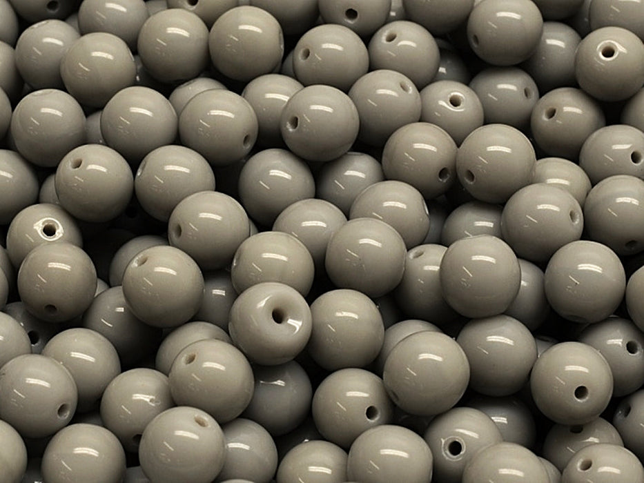 Round Beads 6 mm, Opaque Gray, Czech Glass