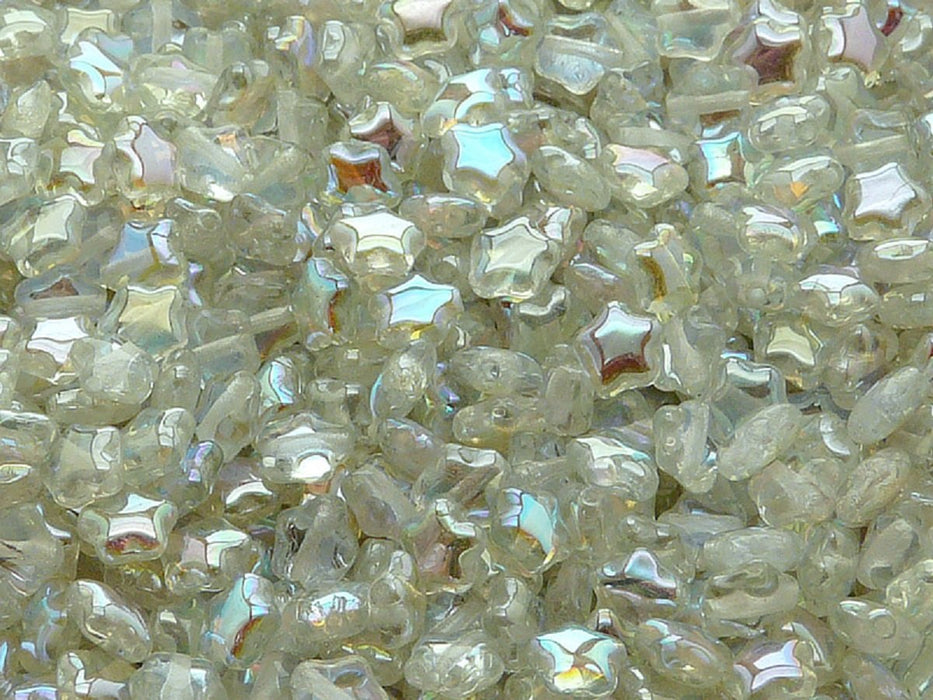 50 pcs 50 pcs Star Beads 6 mm Crystal Green Rainbow Czech Glass Green Multicolored