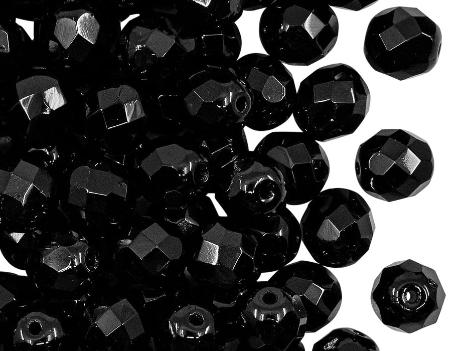 480 pcs Fire Polished Faceted Beads Round, 8mm, Jet Black, Czech Glass