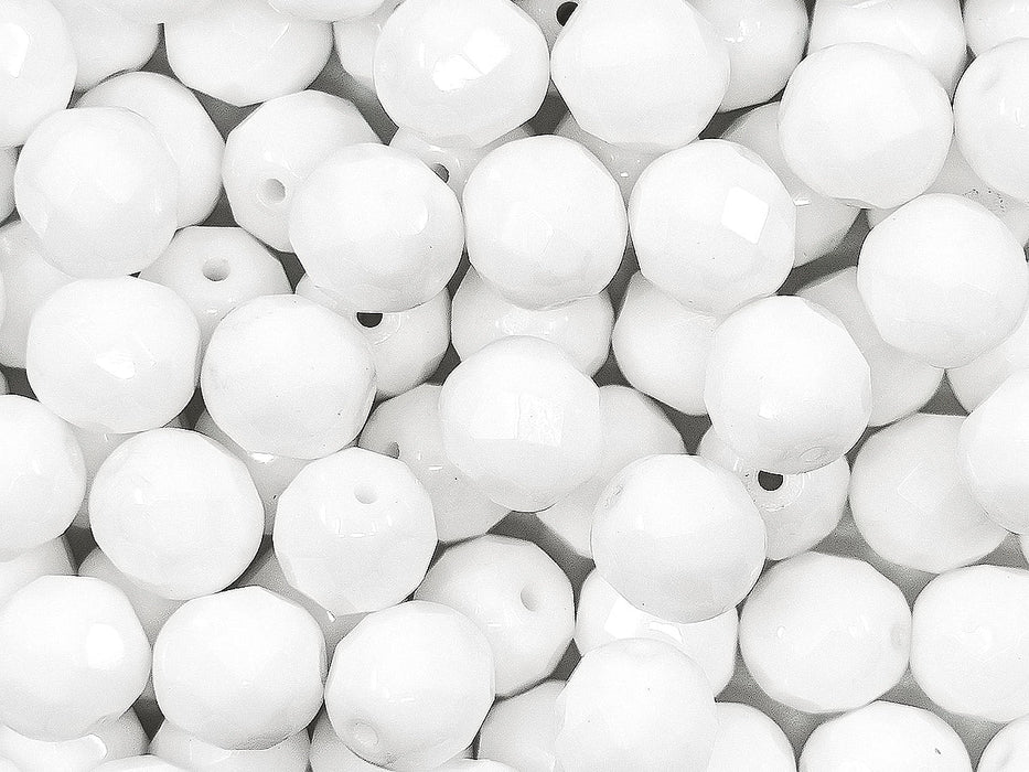 480 pcs Fire Polished Faceted Beads Round, 8mm, Chalk White, Czech Glass