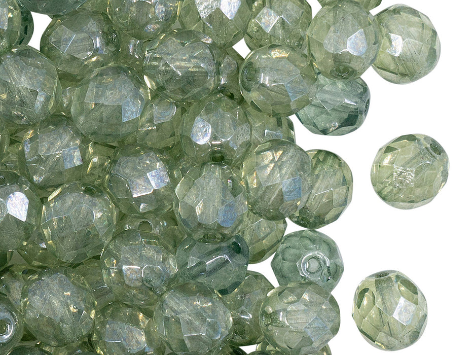 480 pcs Fire Polished Faceted Beads Round, 8mm, Crystal Green Luster, Czech Glass