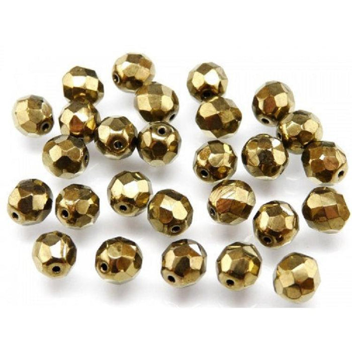 480 pcs Fire-Polished Faceted Beads Round 8mm, Czech Glass, Gold Metallic