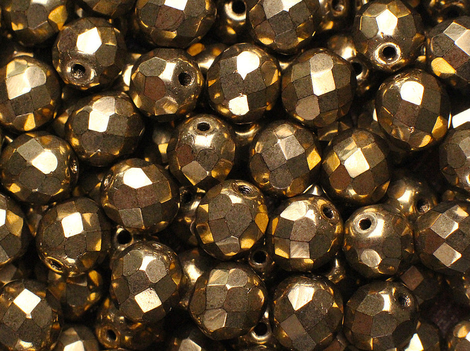 480 pcs Fire-Polished Faceted Beads Round 8mm, Czech Glass, Gold Metallic