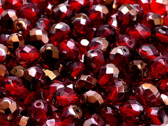 480 pcs Fire Polished Faceted Beads Round, 8mm, Ruby Valentinite, Czech Glass