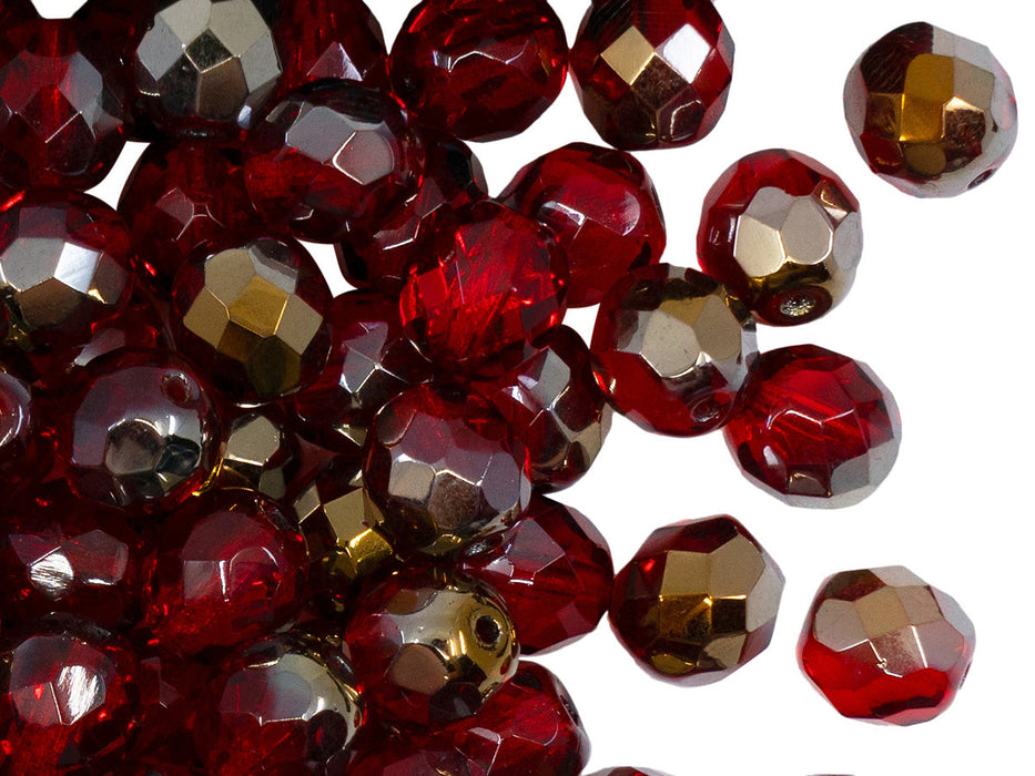 480 pcs Fire Polished Faceted Beads Round, 8mm, Ruby Valentinite, Czech Glass