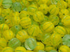 Melon Beads 8 mm, Crystal Yellow Two Tone Matte with Green Decor, Czech Glass