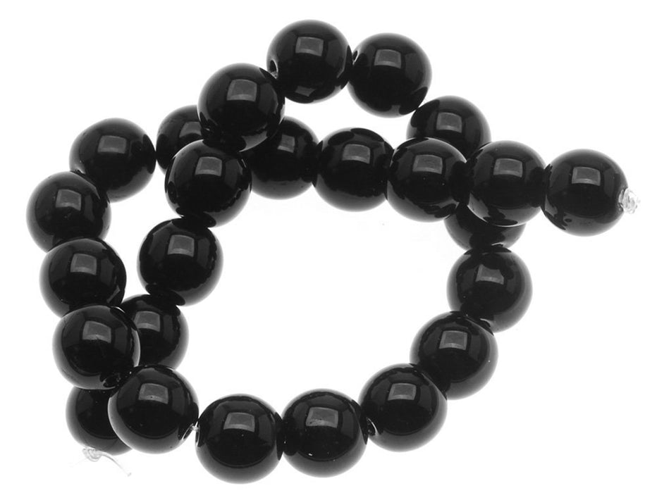 250 g  Round Pressed Beads, 8mm, Jet Black, Czech Glass