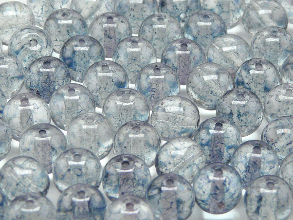 250 g  Round Pressed Beads, 8mm, Crystal Blue Terraсotta, Czech Glass