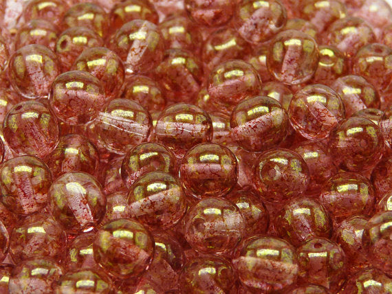 250 g  Round Pressed Beads, 8mm, Crystal Red Terraсotta, Czech Glass