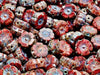 Hawaian Flowers Beads 8 mm, Opaque Ruby Tourmaline Travertine, Czech Glass
