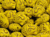 Buddha Head Beads 15x14 mm, Opaque Yellow with Gold Decor Matte, Czech Glass