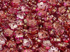 Cherry Flower Beads 8 mm, Crystal Red Pink Two Tone with Gold Decor, Czech Glass