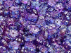 Cherry Flower Beads 8 mm, Crystal Aqua Blue Violet Two Tone Luster with Bronze Decor, Czech Glass