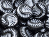 Fossil Coin Beads 19 mm, Jet Black with Silver Decor, Czech Glass