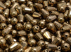 Firepolished Drop Beads 8x6 mm, Jet Black Dark Gold Metallic, Czech Glass
