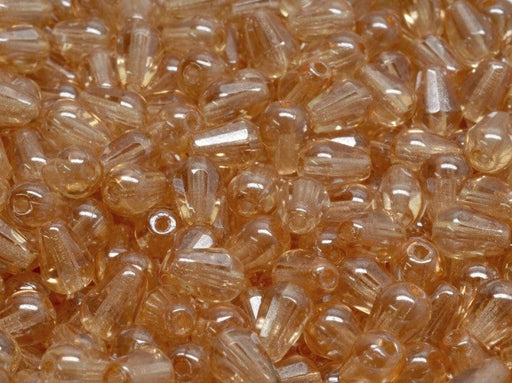 Firepolished Drop Beads 8x6 mm, Crystal Orange Luster, Czech Glass