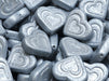Heart In Heart Beads 14x16 mm, Alabaster Silver Patina, Czech Glass
