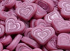 Heart In Heart Beads 14x16 mm, Pink Silk Matte with Fuchsia Decor, Czech Glass