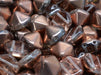 Hexagon Pyramid Beads 12x12 mm, 2 Holes, Crystal Capri Gold, Czech Glass