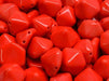 Hexagon Pyramid Beads 12x12 mm, 2 Holes, Opaque Red Orange, Czech Glass