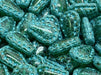 Lacy Tear Beads 17x12 mm, Transparent Teal Travertine 43811, Czech Glass