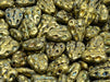 Leaf Beads 12x7 mm, Metallic Matte Old Gold Spotted, Czech Glass