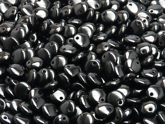 250 g  Lentil Pressed Beads, 6mm, Jet Black, Czech Glass