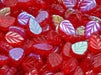 Mint Leaf Beads 10x8 mm, Ruby AB, Czech Glass