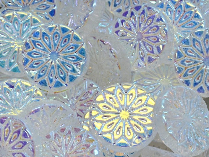 Origami Flower Beads 18 mm, Crystal Full AB, Czech Glass