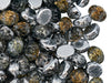 Baroque Cabochons Oval 6x8 mm, 2 Holes, Crystal Silver Splash Backlit Petrol, Czech Glass