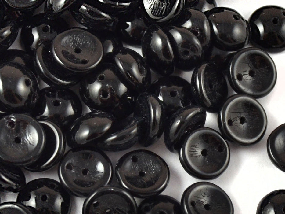 250 g  2-hole Piggy Pressed Beads, 4x8mm, Jet Black, Czech Glass