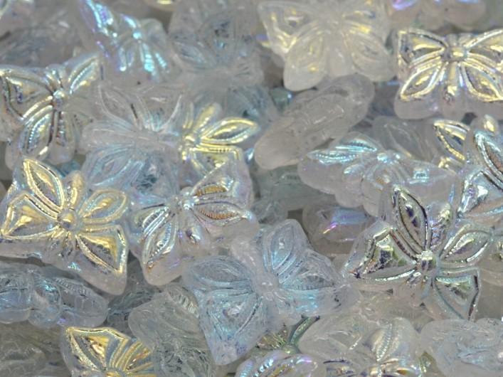 Butterfly Beads 15x12 mm, Crystal AB, Czech Glass