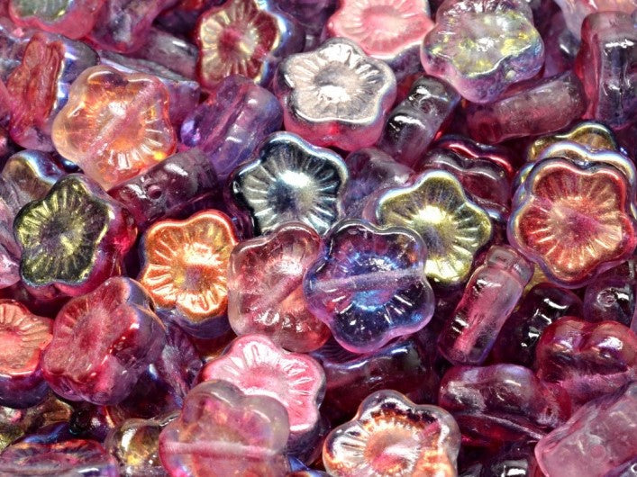 Sunset Flower Beads 10 mm, Crystal 28701 48021, Czech Glass
