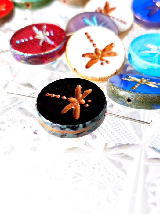250 g  Dragonfly Coin Beads 17 mm, Mix, Czech Glass