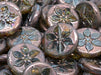 Coin Flower Beads 18 mm, Crystal Lilac Bronze Luster, Czech Glass
