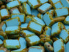 Table Cut Rectangle Beads 12x8 mm, Opaque Turquoise Blue Travertine, Czech Glass